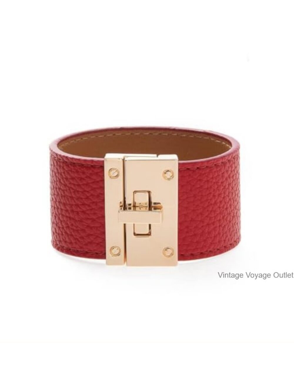 Rantanto Leather Cuff Bracelet Twist Lock Buckle Wrist Wrap